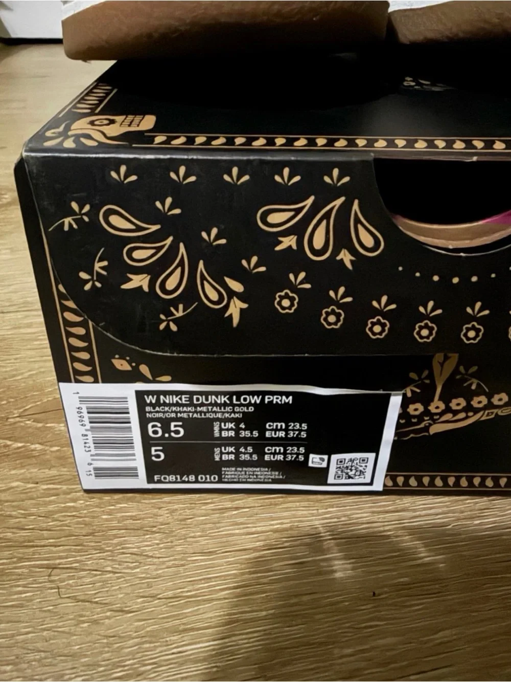 Nike Dunk Low PRM Black Metallic Gold Dia De Muertas 6.5